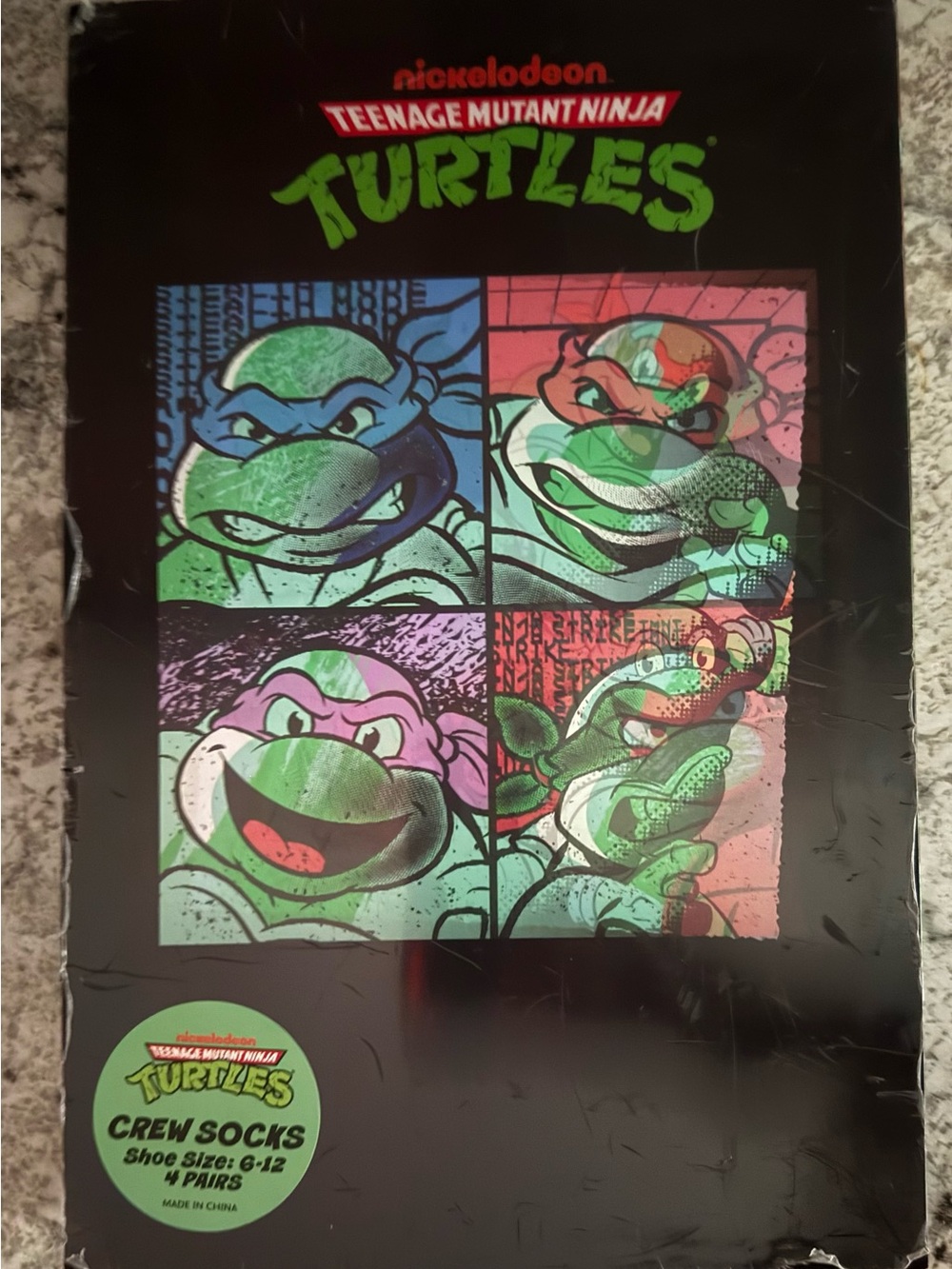 Nickelodeon Teenage Mutant Ninja Turtles Pop-Art Crew Socks  4 pairs